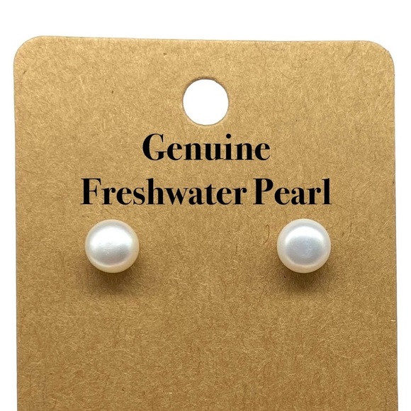 Jewelry - Freshwater Pearl Stud Earrings 925 Sterling Silver Post Stud Genuine Pearls